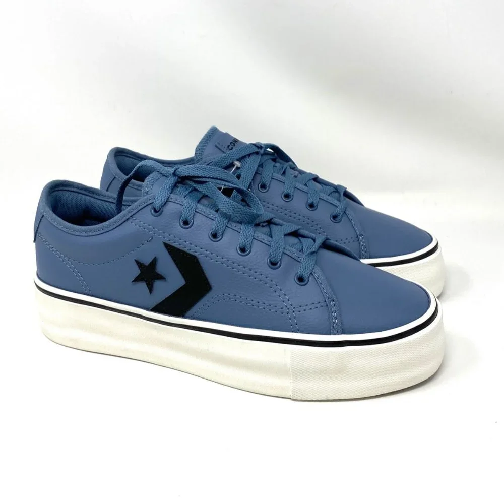 Converse Women's 569535C Star Replay Platform Lakeside Blue Faux Leather Sneaker